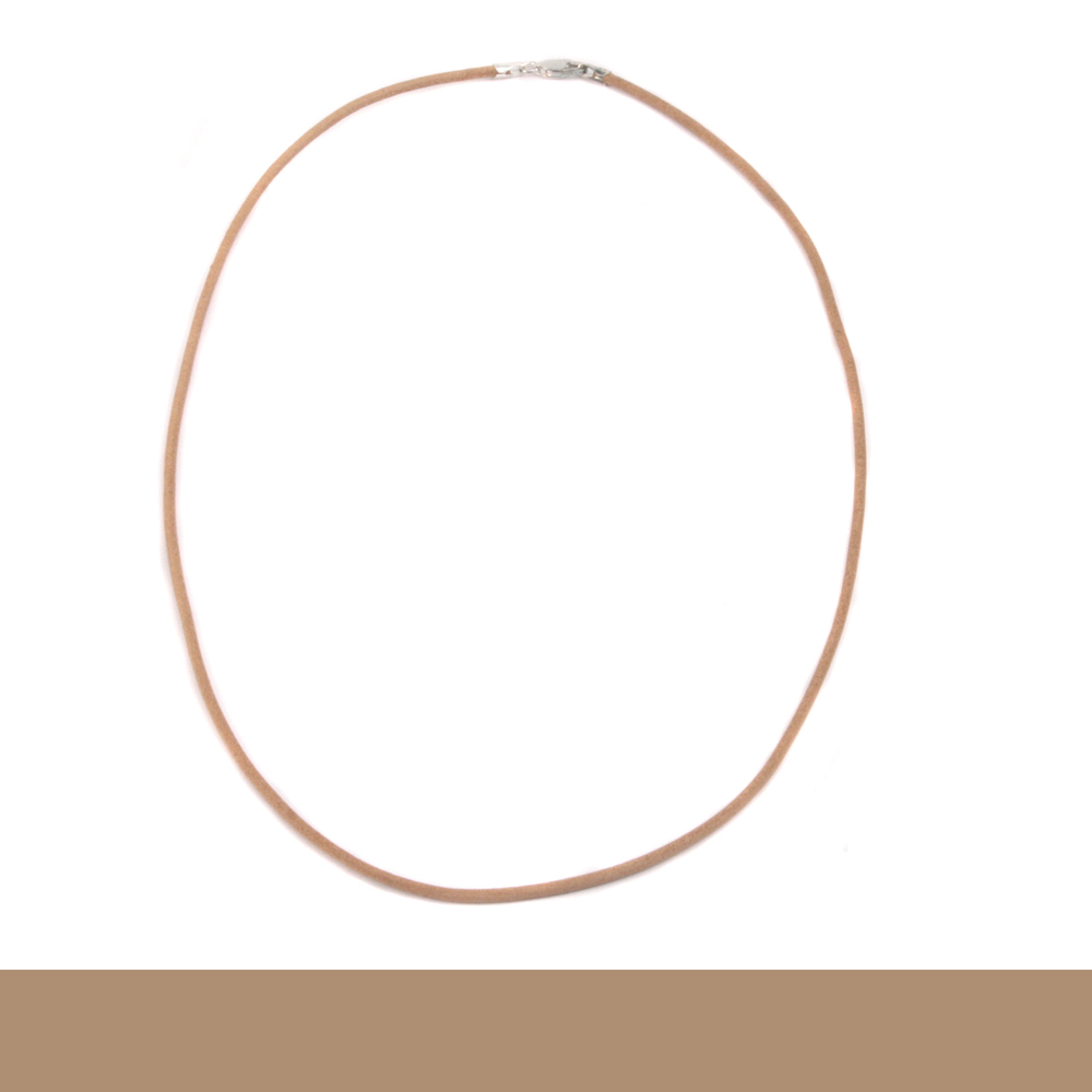 Chain & Clasps Leather Finished Necklace 1.5mm, 16" Natural